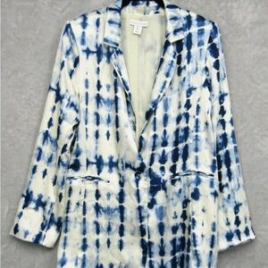 House of Harlow 1960 Blue and White Tie Dye Blazer